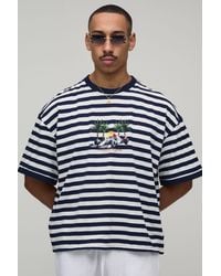 BoohooMAN - Oversized Boxy Stripe Sports Car Print T-Shirt - Lyst
