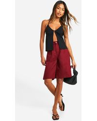 Boohoo - Tailored Linen Look Midi Shorts - Lyst