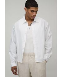 BoohooMAN - Oversized Boxy Long Sleeve Linen Blend Shirt - Lyst