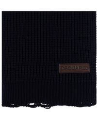 DSquared² - Gebreide Wollen Sjaal Met Logo-Patch - Lyst