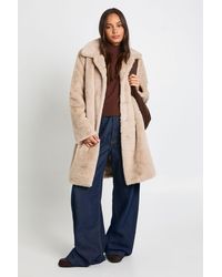 Boohoo - Faux Fur Collared Midaxi Jacket - Lyst