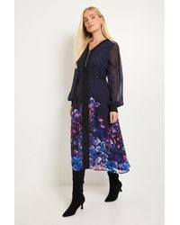 Wallis - Petite Floral Animal Mix Zip Midi Dress - Lyst