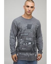BoohooMAN - Regular Fit Disney Cars Washed License Printed Long Sleeve T-Shirt Cotton - Lyst