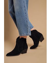 Oasis - Amber Real Suede Western Ankle Boots - Lyst