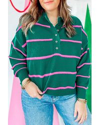 Azura Exchange - Gestreifter Knopf-Pullover - Lyst