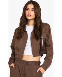 Boohoo - Pinstripe Tailored Bomber Jacket - Lyst