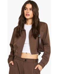 Boohoo - Pinstripe Tailored Bomber Jacket - Lyst