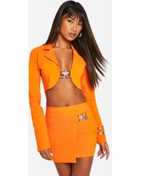 Boohoo - Super Stretch Trim Detail Cropped Blazer - Lyst