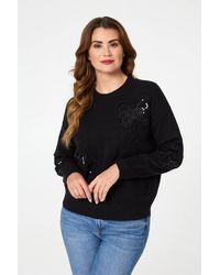 Izabel London - Sequin Butterfly Detail Relaxed Jumper - Lyst