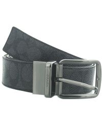 COACH - Wide Harness Signature Reversible Charcoal/ Belt Leather - Lyst