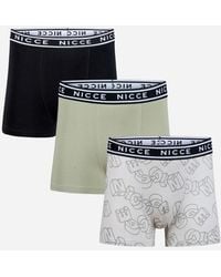 Nicce London - Multi 3-Pack Cotton Rich Boxer Briefs With Logo Waistband And Assorted Designs - Lyst