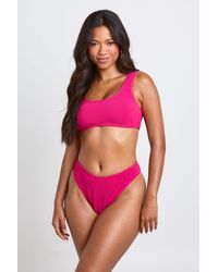 Boohoo - Textured Scoop Bikini Top - Lyst