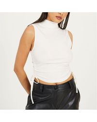 Brave Soul - Sleeveless High Neck Top With Drawstring Side Detail - Lyst