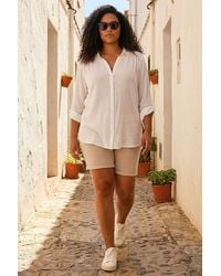 Roman - Curve Lace Detail Crinkle Blouse - Lyst