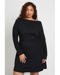 Boohoo - Plus Long Sleeve Ruched Mini Dress - Lyst