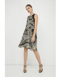 Conquista - Sleeveless A Line Print Chiffon Dress - Lyst