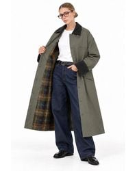 Hiccup - Oversized Long Trench Coat With Velvet Collar And Plaid Lining - Lyst