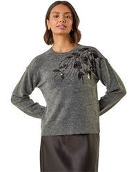 Roman - Floral Sequin Knit Jumper - Lyst