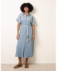 Blue Vanilla - Floral Cutwork Embroidery Dress - Lyst