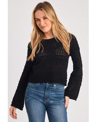 French Connection - Crew Neck Long Sleeve Crochet Bobble Knit Jumper - Lyst
