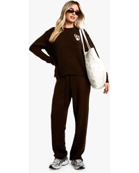 Boohoo - Embroidered Star Detail Oversized Crew Neck Knitted Jumper And Wide Leg Trouser Tracksuit - Lyst