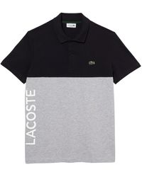 Lacoste - Colour Block Katoenen Stretch Regular Poloshirt (grijs/zwart) - Lyst