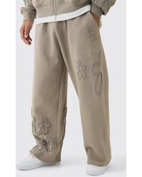 BoohooMAN - Wide Fit Floral Puff Print Jogger - Lyst