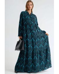 Hiccup - Comfort Fit Patterned Maxi Dress With V-Neck - Lyst