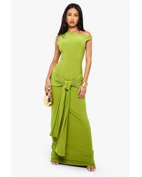 Boohoo - Double Layer Asymmetric Wrap Detail Maxi Dress - Lyst