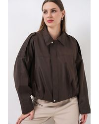 Bigdart - Gabardine Bomber Jacket With Zipper Closure - Lyst