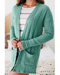 Azura Exchange - Kabelgebreide Cardigan Trui - Lyst