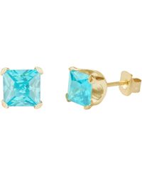 The Jewellery Stockroom - 9Ct 5Mm Square Aqua Cubic Zirconia Stud Earrings - Lyst