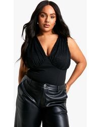 Boohoo - Plus Lace Cup Stretch Bodysuit - Lyst