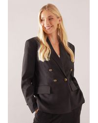 Wallis - Petite Military Button Double Breasted Blazer - Lyst