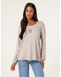 Blue Vanilla - Diamante Star Long Sleeve Jumper - Lyst