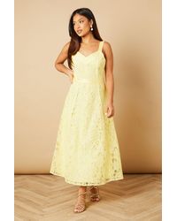 Oasis - Petite Floral Lace V Neck Midi Dress - Lyst