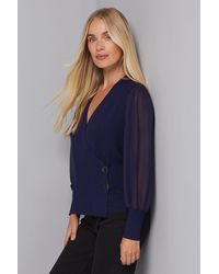 Wallis - Petite Woven Sleeve Jumper - Lyst