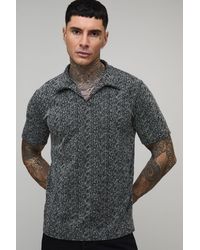 BoohooMAN - Tall Slim Revere Textured Polo - Lyst