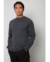 Threadbare - Charcoal 'wildcroft' Cable Knit Crew Neck Jumper - Lyst