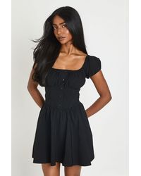Boohoo - Volume Sleeve Milkmaid Mini Dress - Lyst