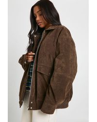Boohoo - Oversized Faux Suede Bomber Jacket - Lyst
