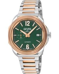 Gevril - Roosevelt Swiss Made Automatic, Sa110 Checker Pattern Dial, Stainless Steel Yg Watch - Lyst