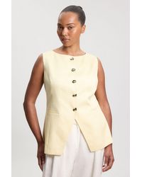 Karen Millen - Plus Size Tailored Linen Statement Button Front Waistcoat - Lyst