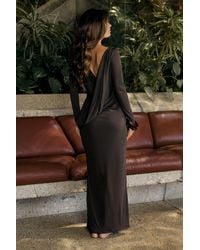 Boohoo - Drape Back Detail Long Sleeve Maxi Dress - Lyst