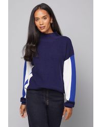 Wallis - Colour Block High Neck Ribbed Jumper - Lyst