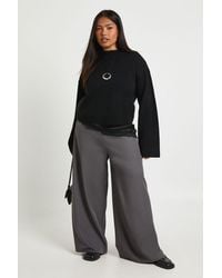 Boohoo - Plus Woven Elasticated Waist Drawstring Wide Leg Trouser - Lyst