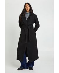 Boohoo - Tall Belted Wool Look Trench - Lyst