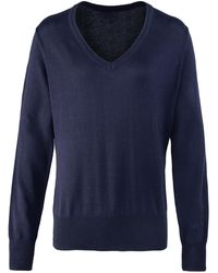 PREMIER - Ladies Knitted Cotton Acrylic V Neck Sweatshirt - Lyst