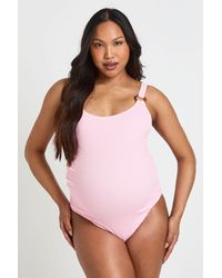 Boohoo - Maternity Crinkle Scoop Neck Trim Detail Swimsuit - Lyst