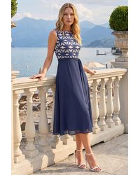 Roman - Petite Printed Chiffon Midi Dress - Lyst